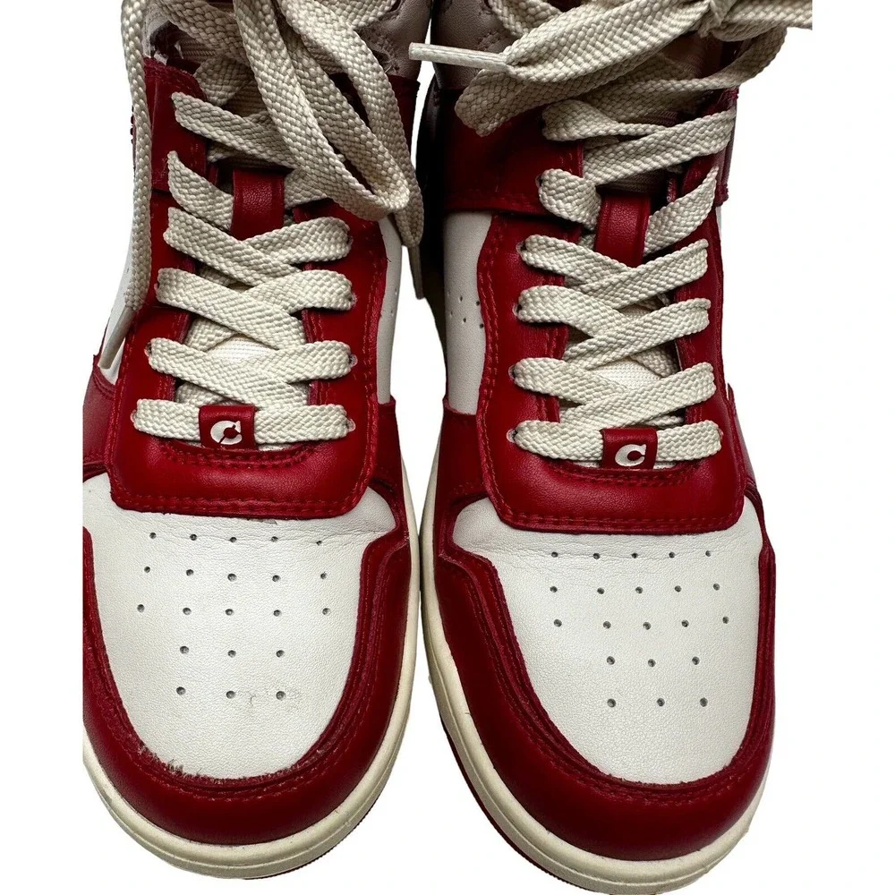 Coach Women's High Top Sport Red /Chalk‎ Sneakers / Size 7B / CG624 / Pre-owned